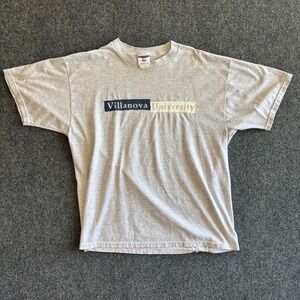 Vintage Jerzees Villanova University T-Shirt Gray Heavyweight XL Collegiate Tee